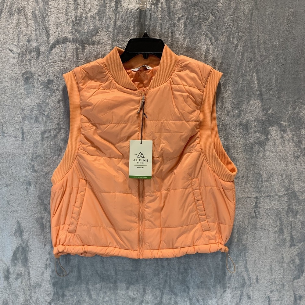 Alpine Design Women's Puffer‎ Vest Nylon Orange XL Full Zip Thermolite Quilted